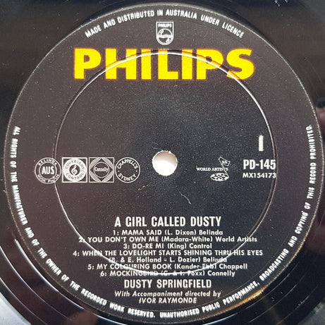 Dusty Springfield : A Girl Called Dusty (LP, Album, Mono)