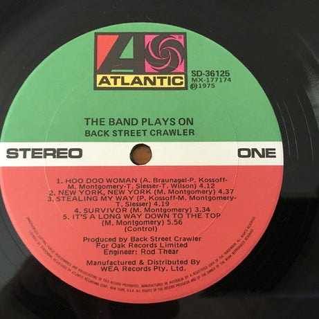 Back Street Crawler : The Band Plays On (LP, Album)