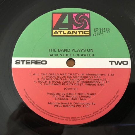 Back Street Crawler : The Band Plays On (LP, Album)