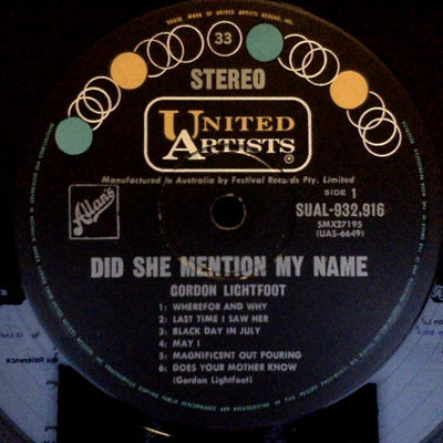 Gordon Lightfoot : Did She Mention My Name (LP, Album)