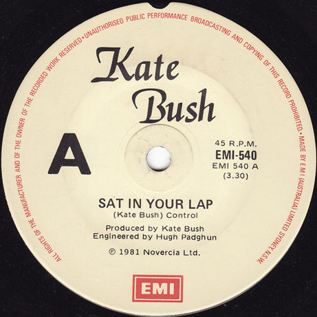 Kate Bush : Sat In Your Lap (7", Single)