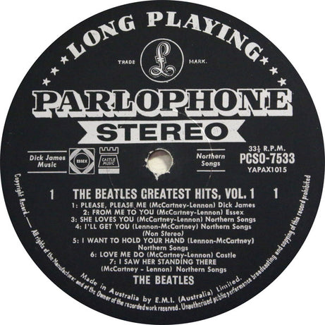 The Beatles : Greatest Hits Volume 1 (LP, Comp, Bla)