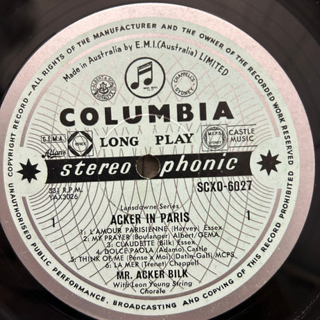 Acker Bilk And The Leon Young String Chorale : Acker In Paris (LP)