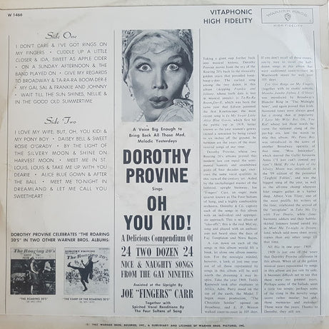 Dorothy Provine with Joe "Fingers" Carr : Oh You Kid! (LP, Album)