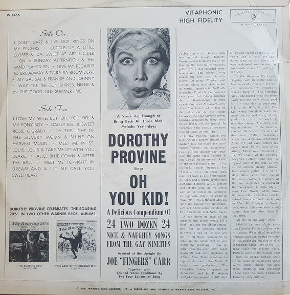 Dorothy Provine with Joe "Fingers" Carr : Oh You Kid! (LP, Album)