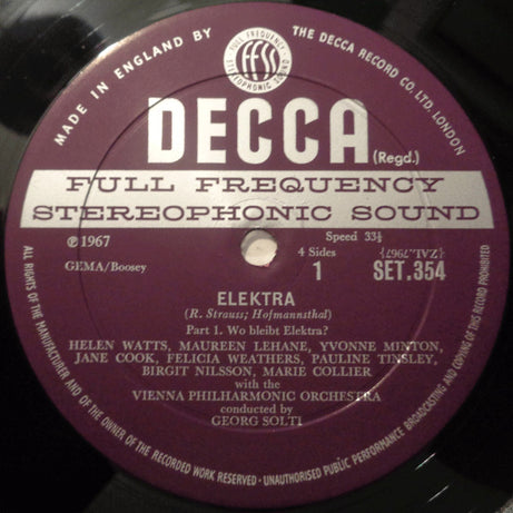 Richard Strauss - Birgit Nilsson, Regina Resnik, Marie Collier, Tom Krause, Georg Solti, Wiener Philharmoniker : Elektra (2xLP + Box)