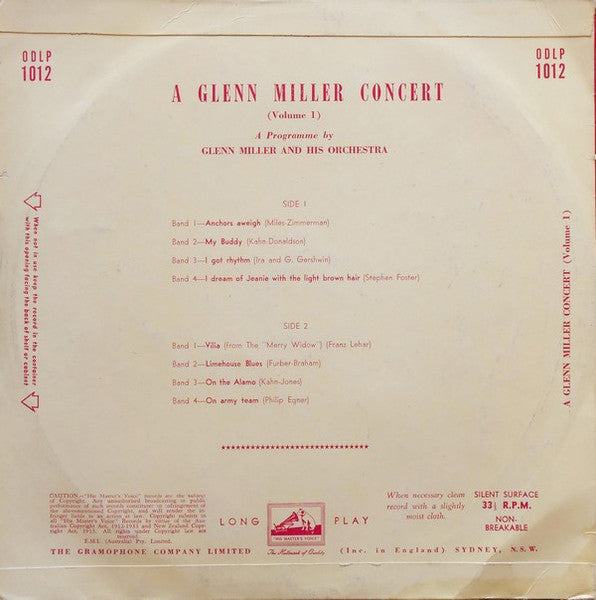 Glenn Miller And His Orchestra : A Glenn Miller Concert (Volume 1) (10", Album)