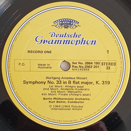 Mozart* • Bohm*, Berlin Philharmonic Orchestra* : Nine Great Mozart Symphonies No's. 32-36 and 38-41 (4xLP, Comp + Box)