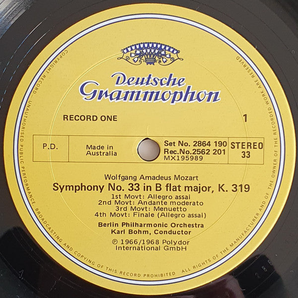 Mozart* • Bohm*, Berlin Philharmonic Orchestra* : Nine Great Mozart Symphonies No's. 32-36 and 38-41 (4xLP, Comp + Box)