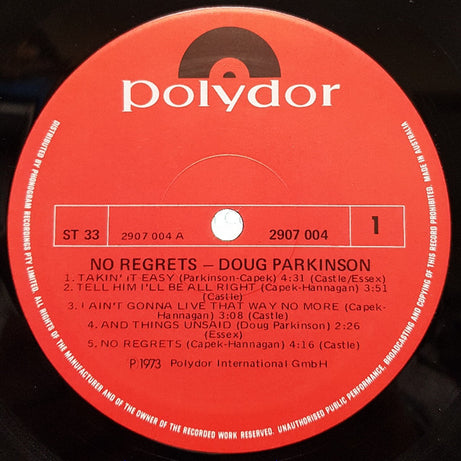 Doug Parkinson : No Regrets (LP, Album)