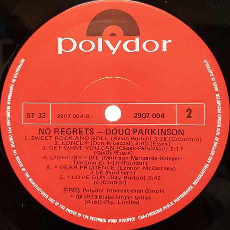 Doug Parkinson : No Regrets (LP, Album)