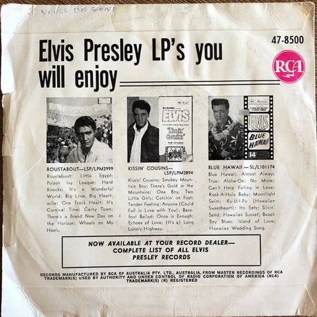 Elvis Presley With The Jordanaires : Do The Clam (7", Single, Mono, Pic)