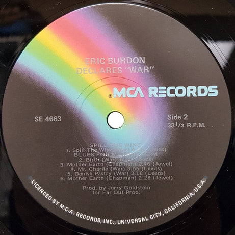 Eric Burdon & War : Eric Burdon Declares "War" (LP, Album, RE)