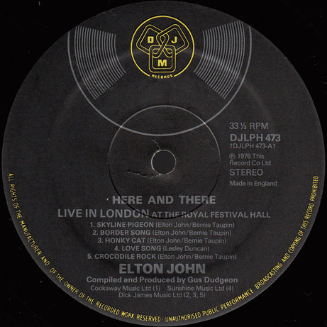 Elton John : Here And There (LP, Album)