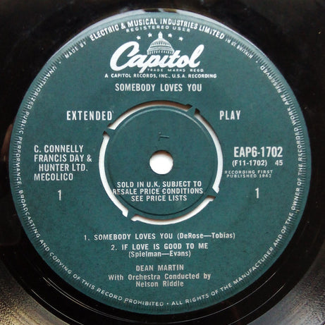 Dean Martin : Somebody Loves You (7", EP, Mono)