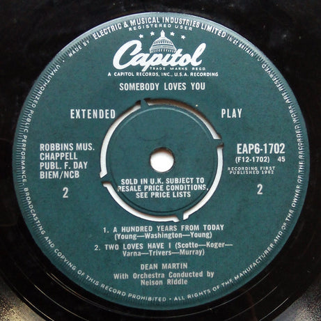 Dean Martin : Somebody Loves You (7", EP, Mono)