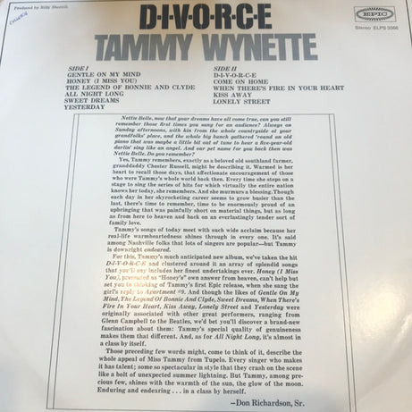 Tammy Wynette : D-I-V-O-R-C-E (LP, Album)
