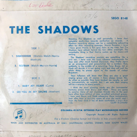 The Shadows : The Shadows (7", EP)