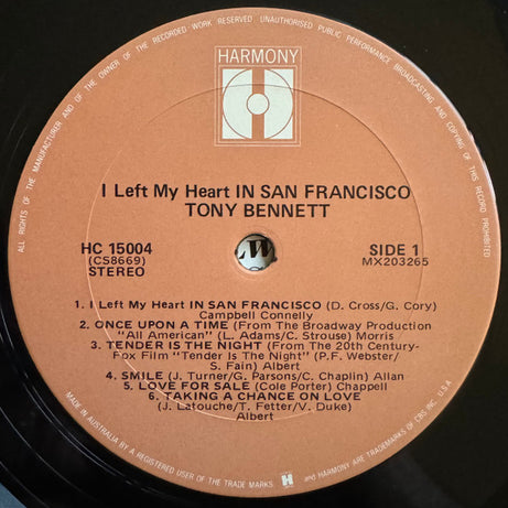 Tony Bennett : I Left My Heart In San Francisco (LP, Album, RE)