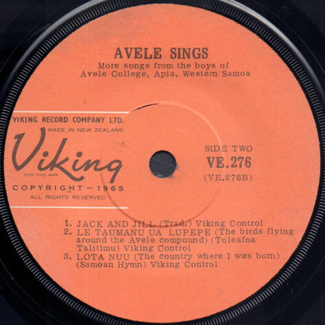The Boys Of Avele College : Avele Sings (7", EP, Mono)