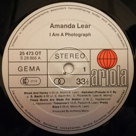 Amanda Lear : I Am A Photograph (LP, Album, RP, Fou)