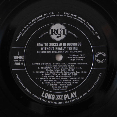 Various : How To Succeed In Business Without Really Trying (The Original Broadway Cast Recording) (LP, Album, Mono)