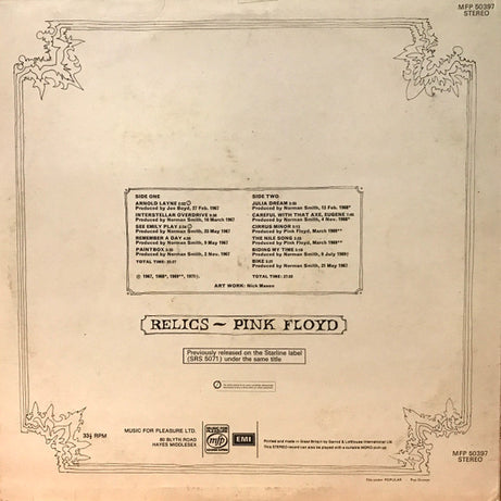 Pink Floyd : Relics (LP, Comp, RE)