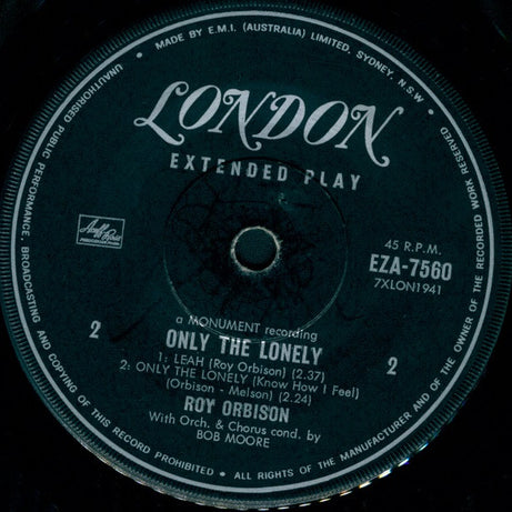 Roy Orbison : Only The Lonely (7", EP)