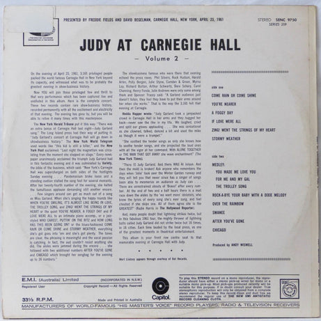 Judy Garland : Judy At Carnegie Hall - Judy In Person Volume 2 (LP, Album, RE)