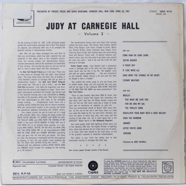 Judy Garland : Judy At Carnegie Hall - Judy In Person Volume 2 (LP, Album, RE)
