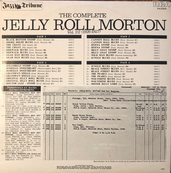 Jelly Roll Morton : The Complete Jelly Roll Morton Vol. 1/2 (1926-1927) (2xLP, Comp, Gat)