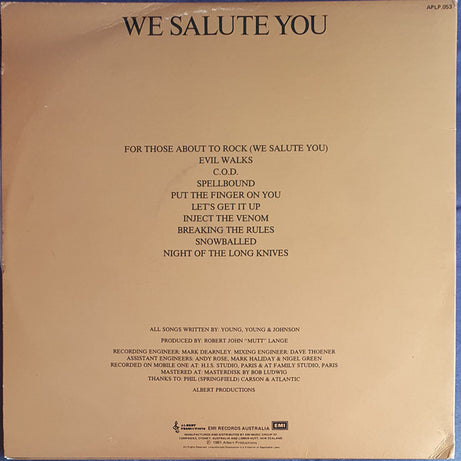 AC/DC : For Those About To Rock (We Salute You) (LP, Album, RP, Gat)