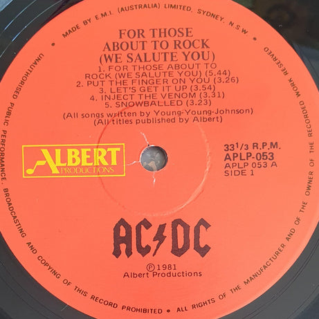 AC/DC : For Those About To Rock (We Salute You) (LP, Album, RP, Gat)