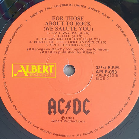 AC/DC : For Those About To Rock (We Salute You) (LP, Album, RP, Gat)