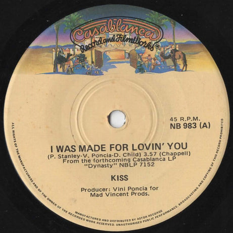 Kiss : I Was Made For Lovin' You  (7", Single)