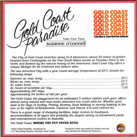 Suzanne O'Connell : Gold Coast Paradise / Take Your Time (7", Single)
