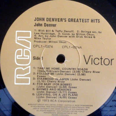 John Denver : John Denver's Greatest Hits (LP, Comp)