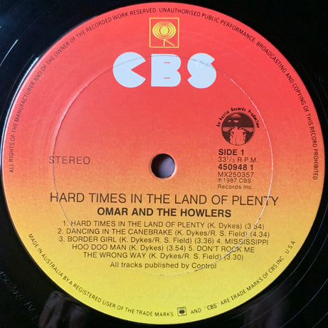 Omar And The Howlers : Hard Times In The Land Of Plenty (LP, Album)