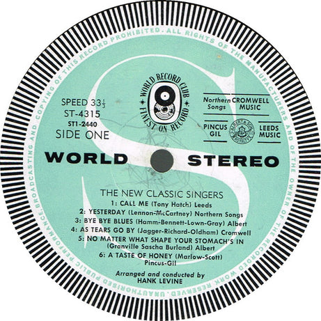 The New Classic Singers : Sing Today's New Classics (LP, Album, Club)
