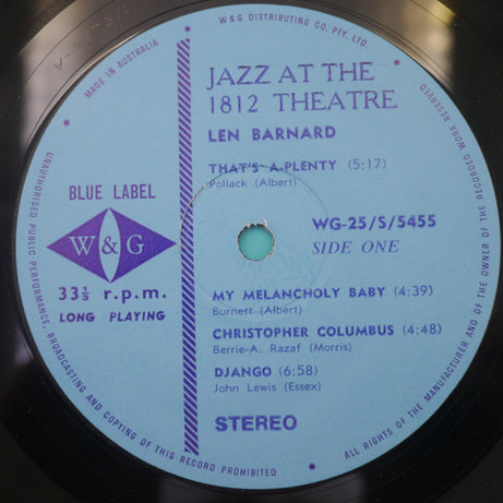 Len Barnard : Jazz At The 1812 Theatre (LP)