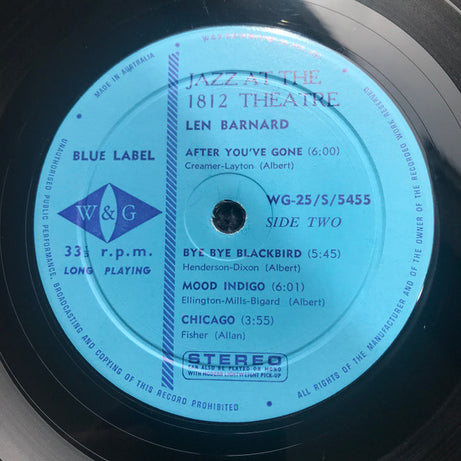 Len Barnard : Jazz At The 1812 Theatre (LP)