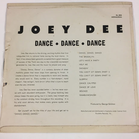 Joey Dee : Dance, Dance, Dance (LP, Album, Mono)