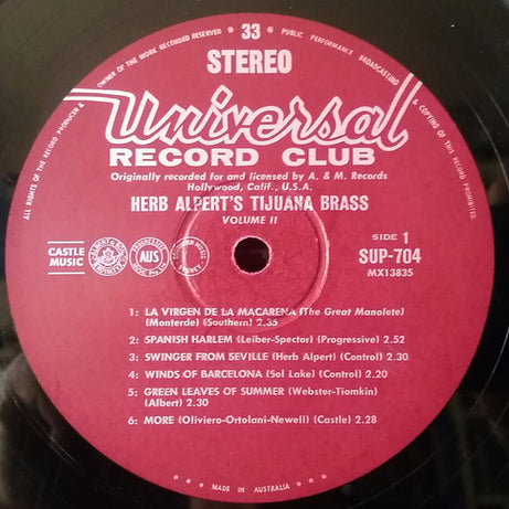 Herb Alpert's Tijuana Brass* : Volume 2 (LP, Album, Club)