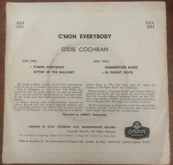 Eddie Cochran : C'mon Everybody (7", EP)