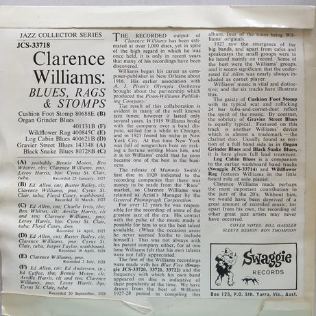 Clarence Williams : Blues, Rags & Stomps (7", EP)