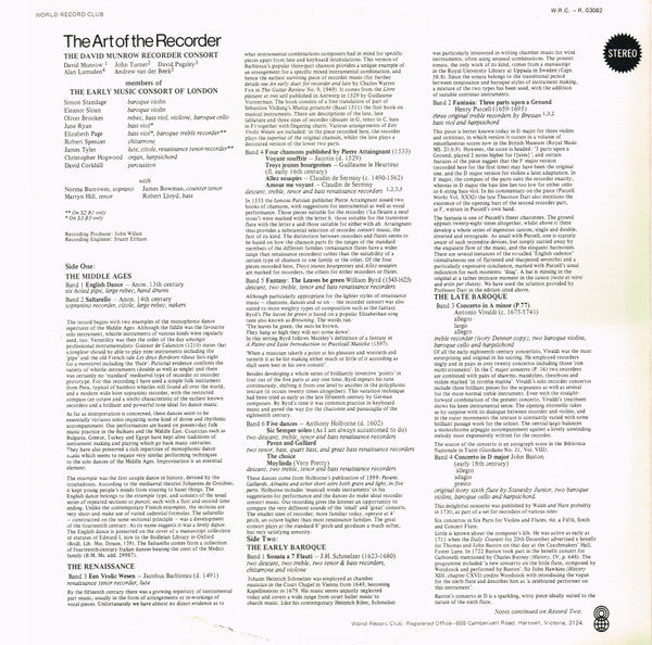David Munrow : The Art Of The Recorder (2xLP, Album, Club, RE)