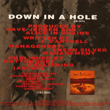 Alice In Chains : Down In A Hole (CD, Single, Promo)
