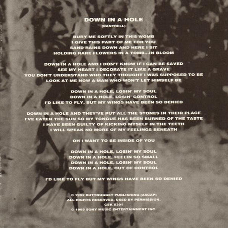 Alice In Chains : Down In A Hole (CD, Single, Promo)