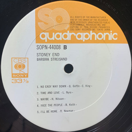 Barbra Streisand : Stoney End (LP, Album, Quad)