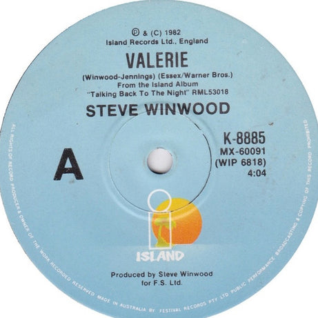 Steve Winwood : Valerie (7", Single)